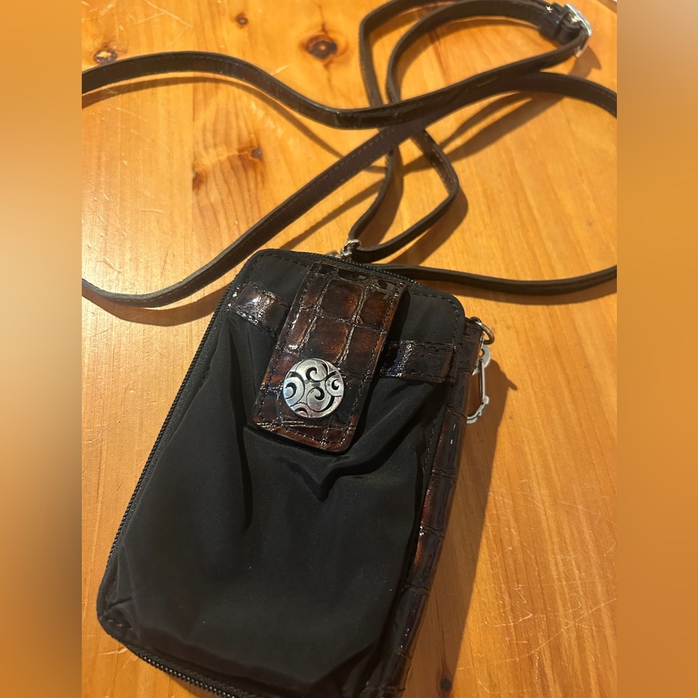 Brighton Black and Brown Crossbody Wallet/purse/phone case
